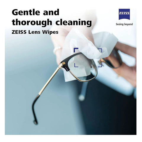 Cleaning glasses with Zeiss Lens Wipes 120 Pack Pre Moistened for Camera and Optics Cleaning