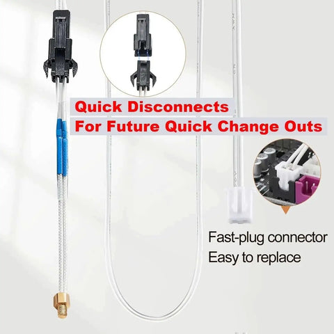 Ender 3 Hotend Upgrade Kit With M3 Stud Thermistor showing quick disconnects and fast-plug connector for Creality 3D Printers