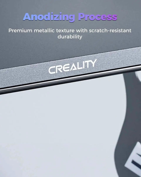 Close-up of Rock Solid CFS Workstand For 3D Printing With Dual Layer Pull Out Design showcasing anodized finish and metallic texture.