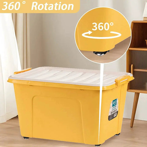 1 Inch Self Adhesive Caster Wheels With Low Profile 360 Degree Swivel Stainless Steel Rollers For Furniture on yellow storage bin