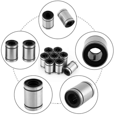 LM10UU Linear Bearing Set Eight Pieces 10mm Bore 19mm Outer Diameter 29mm Length for 3D Printers and CNC Machines