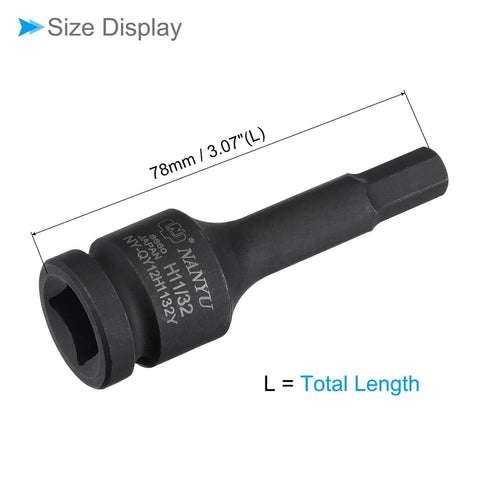Impact Hex Bit Socket Eleven Thirty Second Inch Size 78mm Long Chrome Molybdenum Steel One Piece Construction
