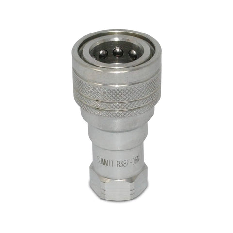 Hydraulic quick-disconnect coupling, 3/8 in NPT ISO 7241-B, Summit Hydraulics, silver metal