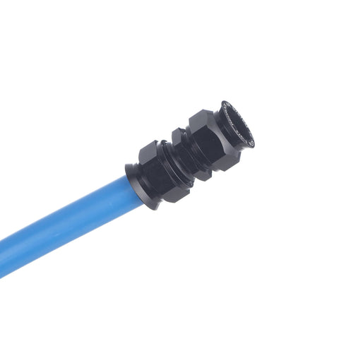 Black 3/4 in union air fittings 2-pack for compressor lines, metal coupling on blue tubing