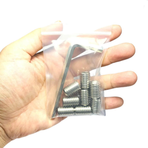 Eight Piece 1/2-13 by 3/4 Inch Hex Socket Set Screws 304 Stainless Steel Allen Head Grub Screws with 1/4 Inch Allen Wrench