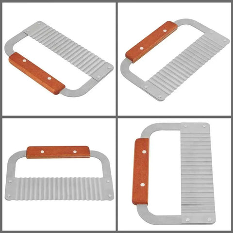 Wavy Soap Cutter With Stainless Steel Crinkle Blade And Ergonomic Hardwood Handle For A Versatile Kitchen Wave Slicer displayed