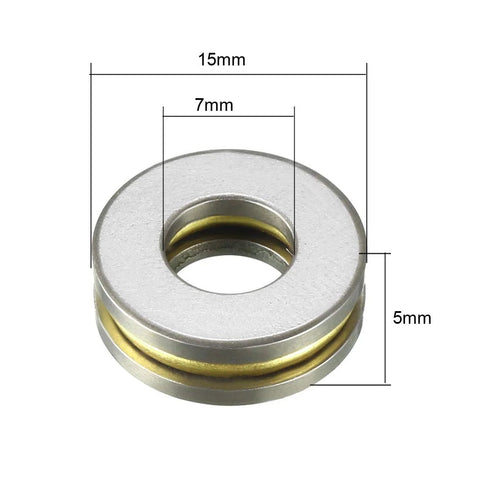 uxcell F7-15M thrust ball bearing, 7x15x5 mm, chrome steel, single direction, pack of 4