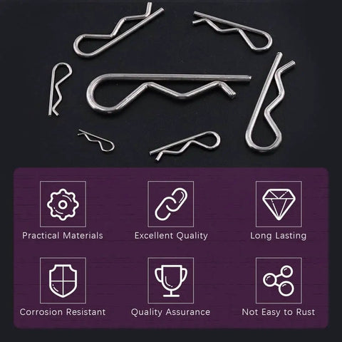Stainless Steel Cotter Pin Set With 110Pcs R Clips Hairpins For Automotive And Machinery 304 Stainless Steel Fasteners