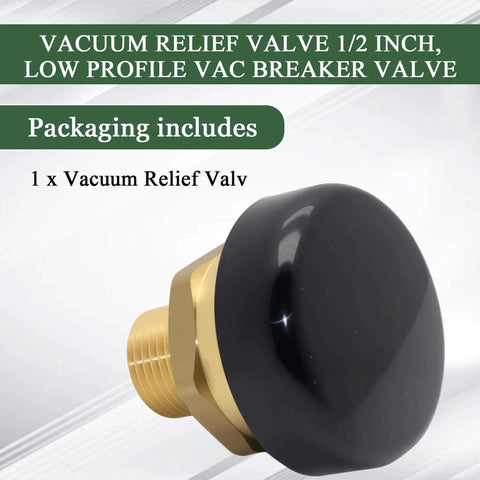 WFSULEE vacuum relief valve, 1/2 in brass low-profile vacuum breaker with black cap