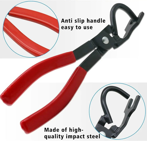 Exhaust Hanger Removal Tool Pliers Compatible With All Exhaust Rubber Hangers, red anti-slip handles, steel construction