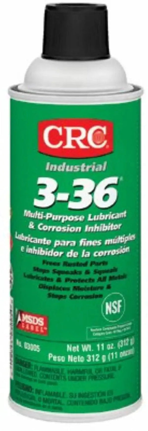 CRC Industrial 3-36 Multi Purpose Lubricant 11 oz spray can with corrosion inhibitor label.