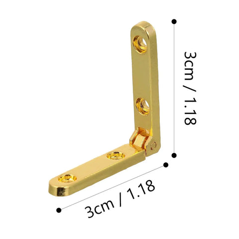 10 Pack Zinc Alloy Miniature Chest Hinges, 90 Degree Folding Corner Hinges For Jewelry Boxes And Wooden Boxes, DIY Cabinet Hardware