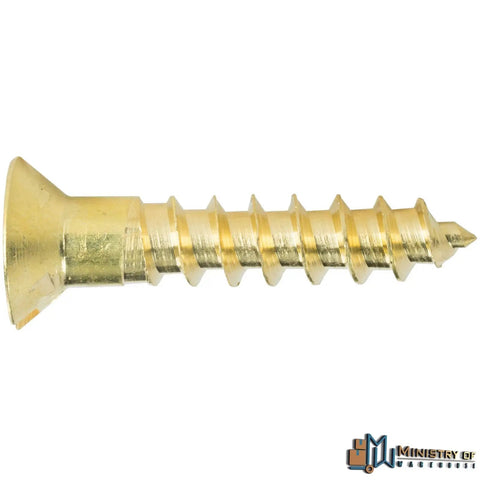 Flat Head Brass Wood Screws Slotted Drive No. 4 By 3/8 Inch Solid Brass 100 Count Partial Thread DIY Friendly Woodworking Screws