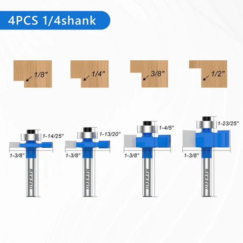 Rabbet Router Bit Sizes Explained Rabbet Router Bit Set With One Quarter Inch Shank Incl...