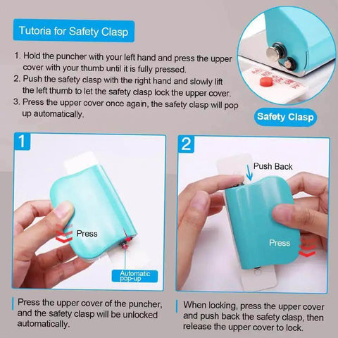 Safety instructions for using Six Hole Puncher For Loose Leaf Notebooks And Scrapbooks, A4 A5 B5 Compatible Handheld Circle Paper Puncher.