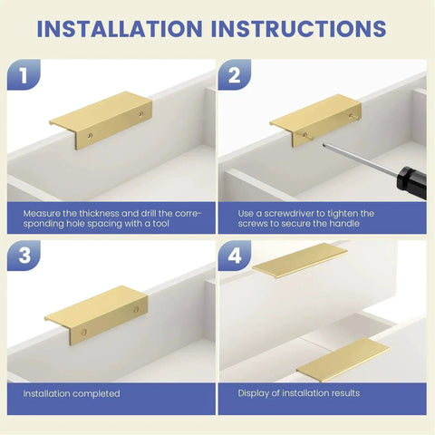 Installation guide for 10 Pack Gold Edge Finger Pulls For Cabinets Aluminum Cabinet Handles