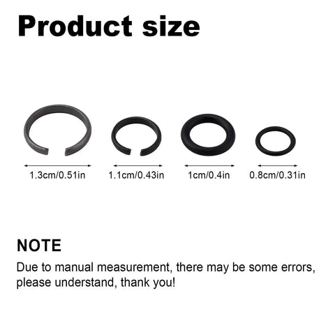 Impact Wrench Retaining Ring Clips With O Ring For Three Eighths And One Half Inch Sockets, sizes labeled in inches