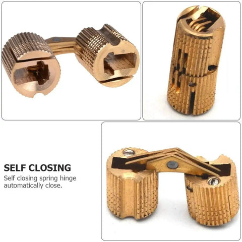 Heavy Duty Grade Copper Hidden Bracket Hinges For Jewelry Boxes And Furniture, Concealed Recessed Cabinet Door Hardware With High Load Capacity, No Fuss Install, 2 Pack By Shineofi