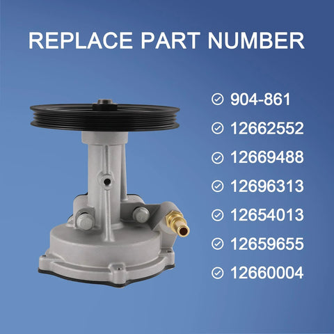 RADHLBNIU vacuum pump with black pulley and aluminum body; compatible with Cadillac Escalade and GMC Sierra/Yukon