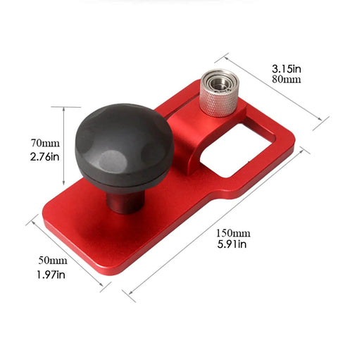 Pro Grade Vertical Hole Drilling Jig For Woodworking Projects With Boss Level Precision, aluminum body, side view with dimensions