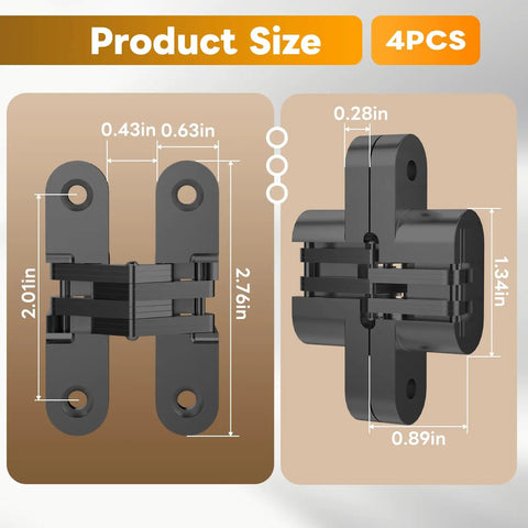 Invisible Cabinet Hinge Set For Clean Minimal Doors No Drama With 180 Degree Hidden Hinges And Quiet Close Concealed Hardware Black 0.63 To 2.76 Inches 4 Pack DIY Friendly Supports Up To 33 Lbs Mdkave