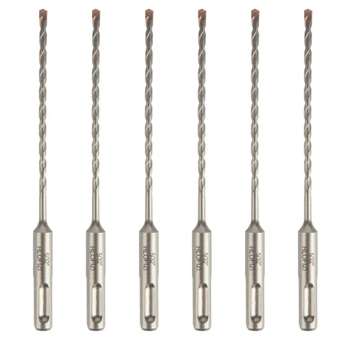 5/32 x 6 Inch SDS Plus Hammer Drill Bit Set Carbide Tipped For Concrete Brick Block Stone 6 Pack