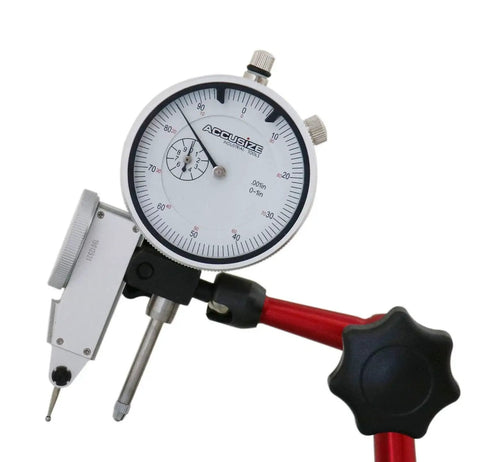 Pro Grade Dial Indicator And Magnetic Base Combo From Accusize Industrial Tools With 0-1 Inch Dial Indicator, red stand