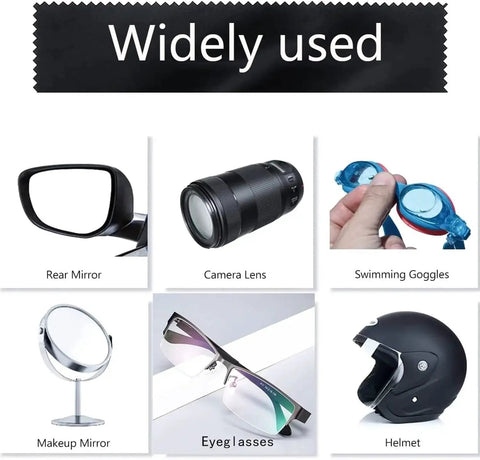 Image of items cleaned by 12 Pack Microfiber Eyeglass Cleaning Cloths 6x7 Inches For Glasses And Screens, including lens and mirror.
