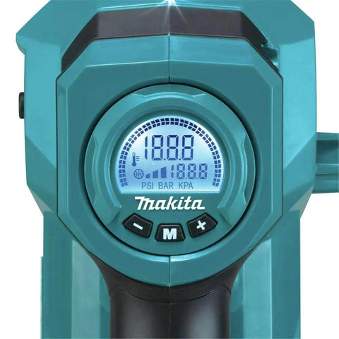 Close-up of LED gauge on Cordless 18V High Pressure Inflator With Auto Stop Tool Only 160 PSI Fast Inflation For Cars Trucks Bikes And Sports Balls LXT Battery Not Included DMP181ZX