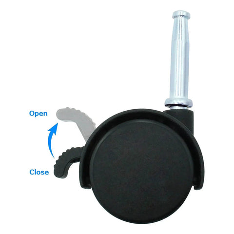 Side view of 2 Pack Locking Swivel Caster Replacement Wheels For Weber Gas Grill Stem Casters 2.5 Inch Twin Wheel Rubber Caster With Brake