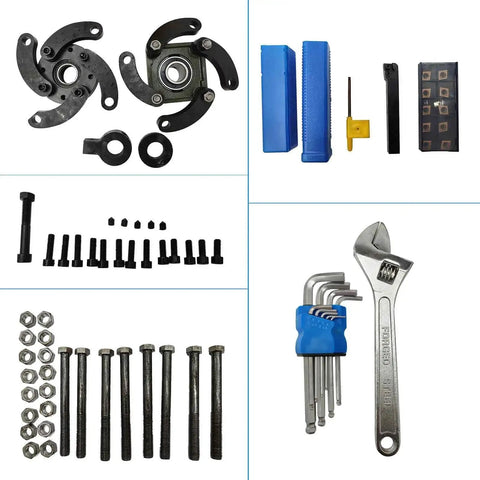 Assorted bolts, nuts, Allen keys, spanner, and drill bits for Workshop Ready 110V Hole Drilling Machine For Engineering Machining Delivers 45 To 180 Mm Hole Range 380 Mm Travel 1500W Power Industrial Heavy Duty Pipe Boring Rig Pro Grade For Precise Maintenance And Complex Workpieces Beilockery