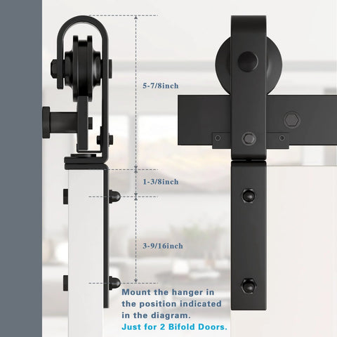 40 Inch Bifold Barn Door Hardware Kit For Two Doors With Heavy Duty Side Mounted Rollers For Smooth Sliding Fits Double 18 Inch Bifold Door Panels