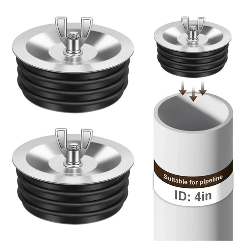 2 Pack 4 Inch Sewer Cleanout Cap Cover For Most Pipe Ends In Sinks And Pools Mechanical Steel Expansion Plug With Durable Rubber Gasket Floor Drain Cap For PVC Pipes End Cap For Sewer Cleanouts