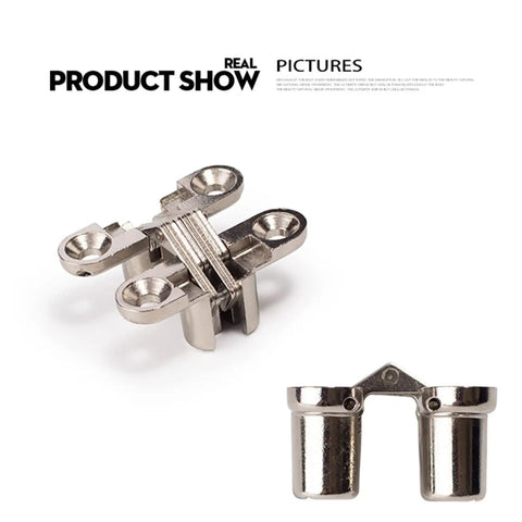 Invisible 180 Degree Alloy Folding Door Hinge Set For Cabinets And Furniture Concealed Hidden Cross Hinge For Gates Cupboards Wooden Doors And DIY Projects 10 Kg Capacity Durable And Stable Hardware, close-up view