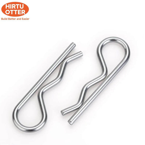 6 Pcs M4 X 90 Heavy Duty 304 Stainless Steel Cotter Pins and R Clips with strong spring tension for trailers and machinery