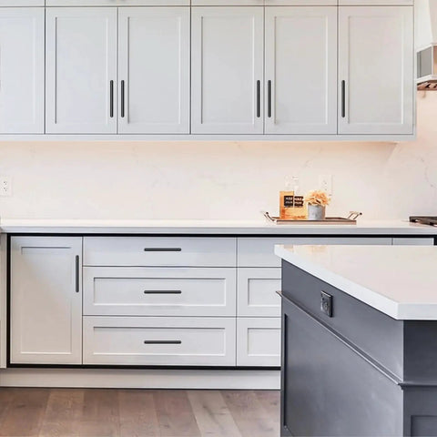 Modern kitchen with Matte Black Cabinet Pulls Set Of 10 5 Inch Hole Center Drawer Handles For Kitchen Cabinets And Bathroom Vanities