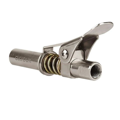 Worlds Smallest Grease Gun Coupler For Tight Spaces With 0.53 Inch Diameter High Pressure Quick Release Tip Fits All 1/8 NPT Manual And Electric Grease Guns OKYOUK Recessed Zerks Compatible Durable Locking And Smooth Release