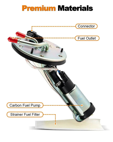 Side view of Electric Fuel Pump Assembly For 1996 2000 Honda Civic 1.6L, 1997 2000 Acura EL 1.6L, And 1996 2001 Acura Integra 1.6L D16 Gas