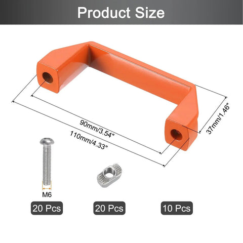 10 Pack Rectangular Aluminum Alloy Pull Handles With 90mm Center Hole For Doors Drawers Cabinets Gates And Garages Orange Finish, size diagram