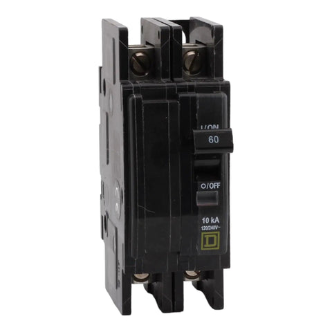 QOU260 Miniature Circuit Breaker 120/240V 60 Amp 1 Phase 4 Pole Nema 3R Rated, front view with on/off switch.