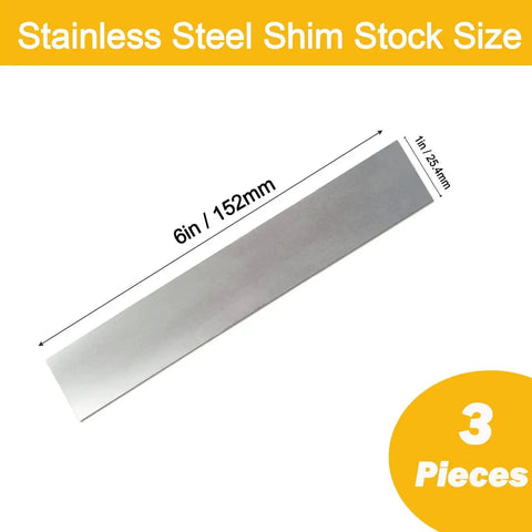 304 Stainless Steel Pro Grade Shim Stock Set 1 Inch Wide 6 Inches Long 0.001 0.0015 0.002 Inch Thickness Three Piece Kit