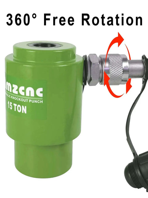 360-degree rotating head of Heavy Duty 15 Ton Hydraulic Knockout Punch Driver Kit With Ten Die Set One Half Inch To Four Inch Conduit