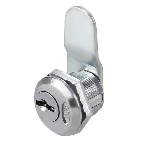 Beefed-Up Offset Cam Lock For Cabinets And Drawers, 5/8 Inch Cylinder, Chrome Zinc Alloy, No. 10 Cam, Durable Locking Hardware, Keyed Differently