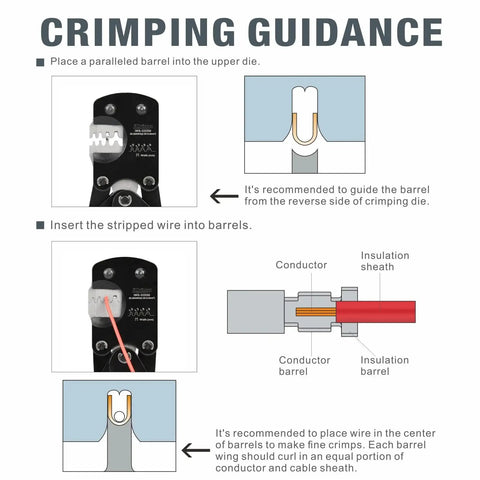 Micro Connector Pin Crimping Tool for D Sub Open Barrel Connectors 0.03 to 0.52 mm2 32 to 20 AWG Ratcheting Crimper guide