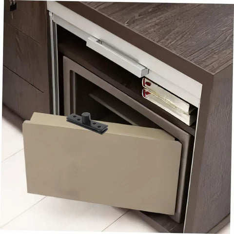 Hidden Door Pivot Hinges 2Pcs Rotating Stainless Steel Concealed Hardware installed on wooden cabinet door