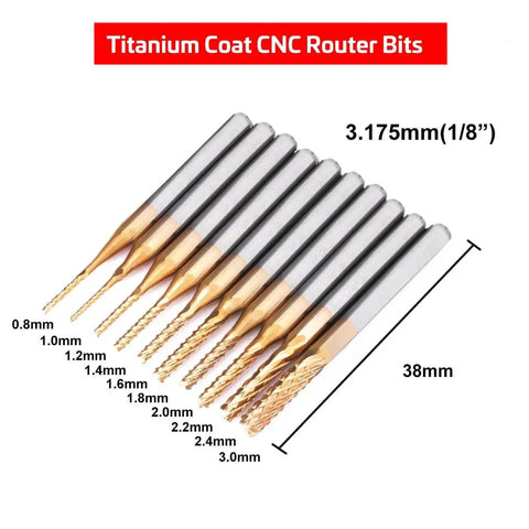 40 Piece Pro Grade All In One CNC Router Bits Set With 1/8 Inch Shank Ball Nose And Flat Nose End Mills, 2 Flute, Nano Blue Coat And Titanium Coat