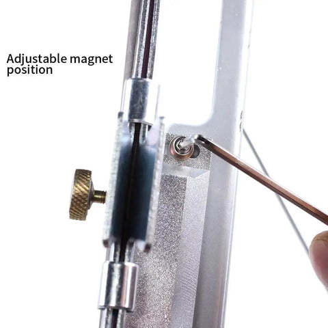 Close-up of Durable Stainless Steel Magnetic Fletching Jig Kit For Arrows With Quick Clamp Easy Setup And Adjustable Pro Grade