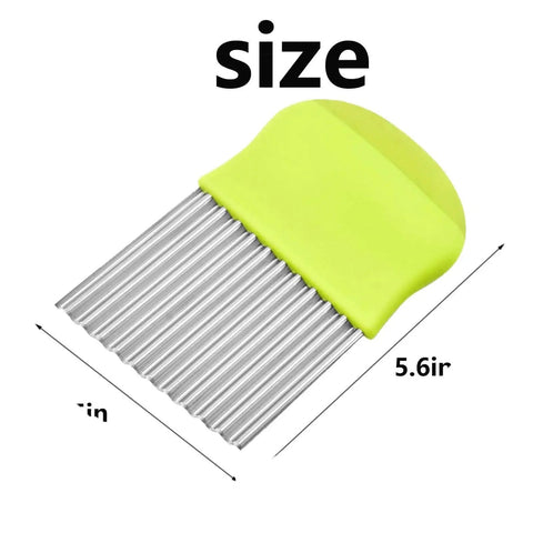 Crinkle Cutter Knife For Potatoes And Veggies, Easy To Use Stainless Steel Crinkle Fry Cutter In Green With 5.6in Size