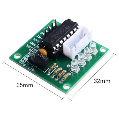 35x32mm ULN2003 driver board for 5 Pack Geared Stepper Motors 28BYJ-48 5V with connectors and components visible