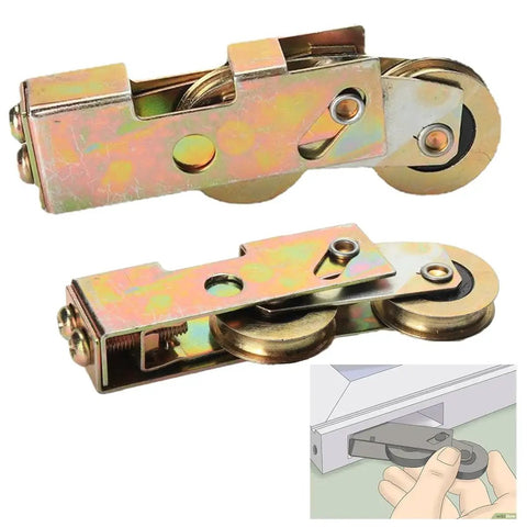 Two Pack Tandem Sliding Patio Door Roller Assembly One And A Quarter Inch Wheel With Steel Ball Bearings Rear Adjustable